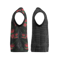 Hawaiian Kakau Art Christmas Knitted V-Neck Vest Taro Leaves with Ohia Lehua and Pakala Pattern - Polynesian Pride