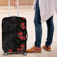 Hawaiian Kakau Art Luggage Cover Taro Leaves with Ohia Lehua and Pakala Pattern - Polynesian Pride