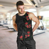 Hawaiian Kakau Art Men Tank Top Taro Leaves with Ohia Lehua and Pakala Pattern - Polynesian Pride