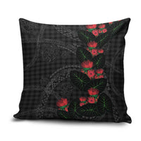 Hawaiian Kakau Art Pillow Cover Taro Leaves with Ohia Lehua and Pakala Pattern LT03 Black - Polynesian Pride