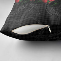 Hawaiian Kakau Art Pillow Cover Taro Leaves with Ohia Lehua and Pakala Pattern LT03 - Polynesian Pride