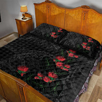 Hawaiian Kakau Art Quilt Bed Set Taro Leaves with Ohia Lehua and Pakala Pattern - Polynesian Pride