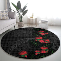 Hawaiian Kakau Art Round Carpet Taro Leaves with Ohia Lehua and Pakala Pattern - Polynesian Pride