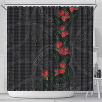 Hawaiian Kakau Art Shower Curtain Taro Leaves with Ohia Lehua and Pakala Pattern - Polynesian Pride