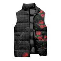 Hawaiian Kakau Art Sleeveless Puffer Jacket Taro Leaves with Ohia Lehua and Pakala Pattern - Polynesian Pride