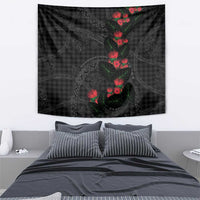 Hawaiian Kakau Art Tapestry Taro Leaves with Ohia Lehua and Pakala Pattern - Polynesian Pride