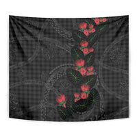 Hawaiian Kakau Art Tapestry Taro Leaves with Ohia Lehua and Pakala Pattern - Polynesian Pride