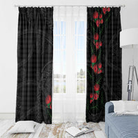 Hawaiian Kakau Art Window Curtain Taro Leaves with Ohia Lehua and Pakala Pattern - Polynesian Pride