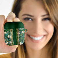 Hawaiian Art Flower Tribal with Lei AirPods Case Palaka Pattern Green Color LT03 - Polynesian Pride