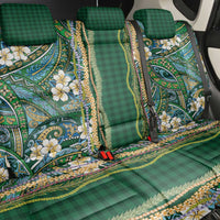 Hawaiian Art Flower Tribal with Lei Back Car Seat Cover Palaka Pattern Green Color - Polynesian Pride