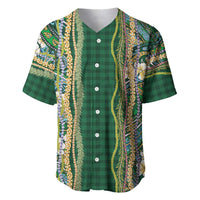 Hawaiian Art Flower Tribal with Lei Baseball Jersey Palaka Pattern Green Color - Polynesian Pride