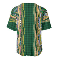 Hawaiian Art Flower Tribal with Lei Baseball Jersey Palaka Pattern Green Color - Polynesian Pride