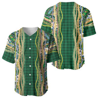 Hawaiian Art Flower Tribal with Lei Baseball Jersey Palaka Pattern Green Color - Polynesian Pride