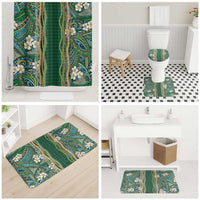 Hawaiian Art Flower Tribal with Lei Bathroom Set Palaka Pattern Green Color - Polynesian Pride