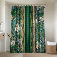 Hawaiian Art Flower Tribal with Lei Bathroom Set Palaka Pattern Green Color - Polynesian Pride
