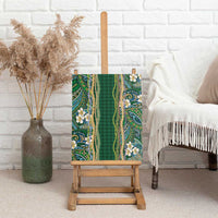 Hawaiian Art Flower Tribal with Lei Canvas Wall Art Palaka Pattern Green Color - Polynesian Pride