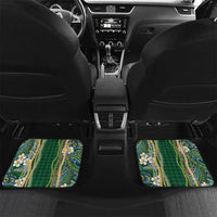 Hawaiian Art Flower Tribal with Lei Car Mats Palaka Pattern Green Color - Polynesian Pride