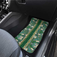 Hawaiian Art Flower Tribal with Lei Car Mats Palaka Pattern Green Color - Polynesian Pride