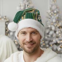 Hawaiian Art Flower Tribal with Lei Christmas Santa Hat Palaka Pattern Green Color - Polynesian Pride