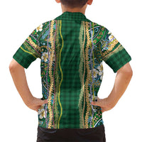 Hawaiian Art Flower Tribal with Lei Hawaiian Shirt Palaka Pattern Green Color - Polynesian Pride