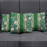Hawaiian Art Flower Tribal with Lei Pillow Cover Palaka Pattern Green Color - Polynesian Pride