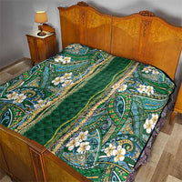 Hawaiian Art Flower Tribal with Lei Quilt Palaka Pattern Green Color - Polynesian Pride