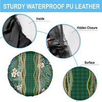 Hawaiian Art Flower Tribal with Lei Spare Tire Cover Palaka Pattern Green Color - Polynesian Pride