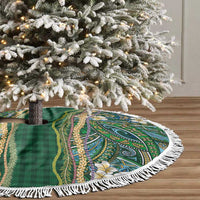 Hawaiian Art Flower Tribal with Lei Tree Skirt Palaka Pattern Green Color - Polynesian Pride