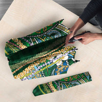 Hawaiian Art Flower Tribal with Lei Umbrella Palaka Pattern Green Color - Polynesian Pride