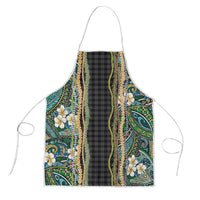Hawaiian Art Flower Tribal with Lei Apron Palaka Pattern Black Color - Polynesian Pride