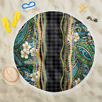 Hawaiian Art Flower Tribal with Lei Beach Blanket Palaka Pattern Black Color - Polynesian Pride