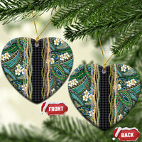 Hawaiian Art Flower Tribal with Lei Ceramic Ornament Palaka Pattern Black Color - Polynesian Pride