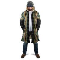 Hawaiian Art Flower Tribal with Lei Cloak Palaka Pattern Black Color - Polynesian Pride