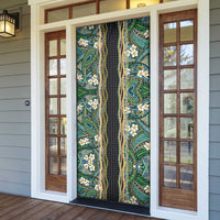 Hawaiian Art Flower Tribal with Lei Door Cover Palaka Pattern Black Color - Polynesian Pride
