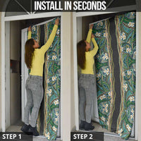 Hawaiian Art Flower Tribal with Lei Door Cover Palaka Pattern Black Color - Polynesian Pride