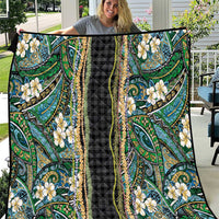 Hawaiian Art Flower Tribal with Lei Quilt Palaka Pattern Black Color - Polynesian Pride