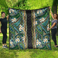 Hawaiian Art Flower Tribal with Lei Quilt Palaka Pattern Black Color - Polynesian Pride