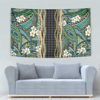 Hawaiian Art Flower Tribal with Lei Tapestry Palaka Pattern Black Color - Polynesian Pride