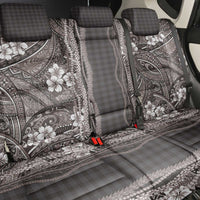 Hawaiian Art Flower Tribal with Lei Back Car Seat Cover Palaka Pattern Grayscale - Polynesian Pride