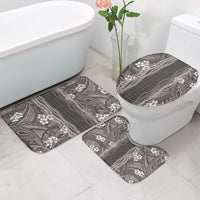 Hawaiian Art Flower Tribal with Lei Bathroom Set Palaka Pattern Grayscale - Polynesian Pride