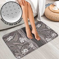 Hawaiian Art Flower Tribal with Lei Bathroom Set Palaka Pattern Grayscale - Polynesian Pride