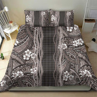 Hawaiian Art Flower Tribal with Lei Bedding Set Palaka Pattern Grayscale - Polynesian Pride