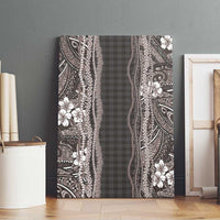 Hawaiian Art Flower Tribal with Lei Canvas Wall Art Palaka Pattern Grayscale - Polynesian Pride
