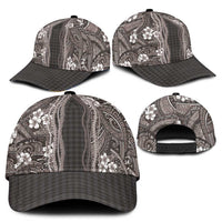 Hawaiian Art Flower Tribal with Lei Classic Cap Palaka Pattern Grayscale - Polynesian Pride