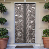 Hawaiian Art Flower Tribal with Lei Door Cover Palaka Pattern Grayscale - Polynesian Pride