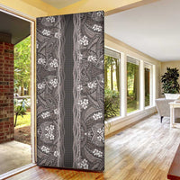 Hawaiian Art Flower Tribal with Lei Door Cover Palaka Pattern Grayscale - Polynesian Pride
