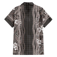 Hawaiian Art Flower Tribal with Lei Hawaiian Shirt Palaka Pattern Grayscale - Polynesian Pride