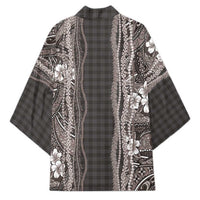 Hawaiian Art Flower Tribal with Lei Kimono Palaka Pattern Grayscale - Polynesian Pride