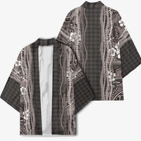 Hawaiian Art Flower Tribal with Lei Kimono Palaka Pattern Grayscale - Polynesian Pride