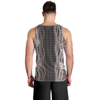 Hawaiian Art Flower Tribal with Lei Men Tank Top Palaka Pattern Grayscale - Polynesian Pride